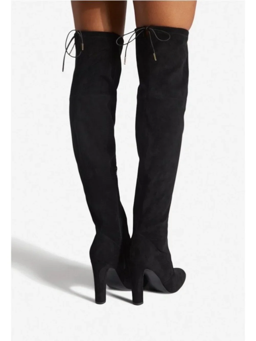 NIB Black Over The Knee Faux Suede Almond Toe Block Heel Boots 10 | Whimsigoth